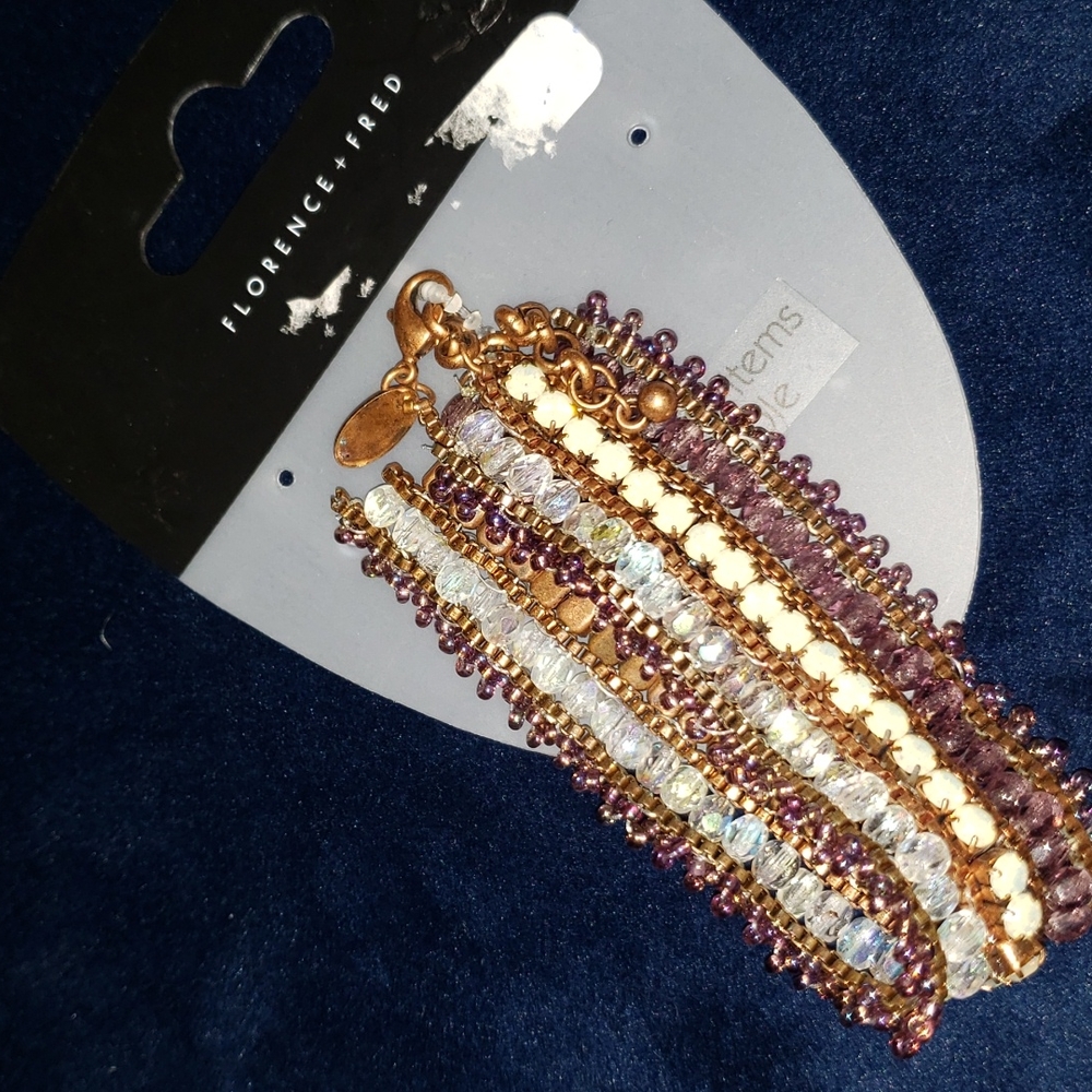 Arora glass and Opalite copper bracelet